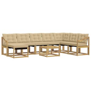 vidaXL V&auml;li diivanikomplekt padjaga 9 pcs Valge ja Beez