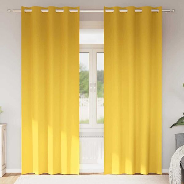vidaXL Kardinad r&otilde;ngastega 2 pcs Kollane sinep 225 x 140 cm Pol&uuml;ester