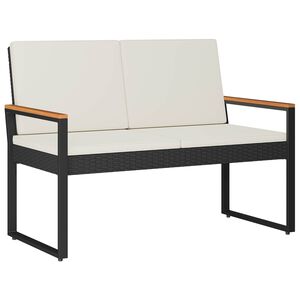 vidaXL V&auml;libank padjaga Must ja kreemvalge 107 x 61 x 80 cm pol&uuml;rotang