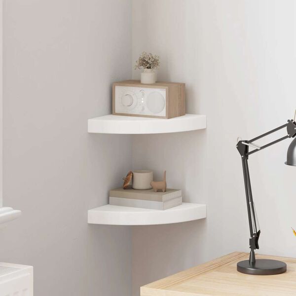 vidaXL nurgariiulid, 2 tk, valge, 25 x 25 x 3,8 cm MDF