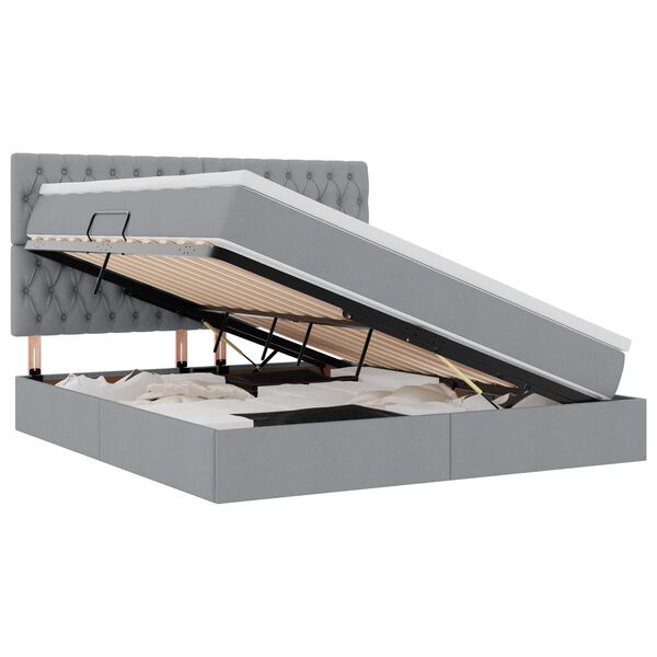 vidaXL Voodi hoiukohaga ja madratsiga Helehall 160 x 200 cm Pol&uuml;ester