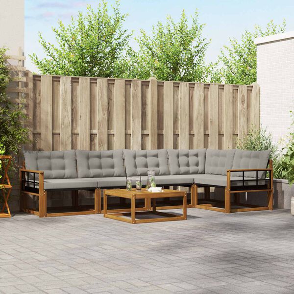 vidaXL V&auml;li diivanikomplekt padjaga 6 pcs Looduslik ja Hele Hall