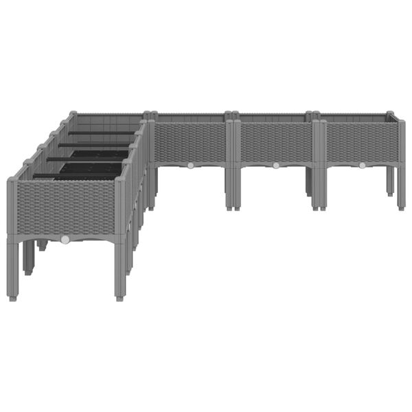 vidaXL jalgadega taimekast, helehall, 200 x 160 x 42 cm, PP