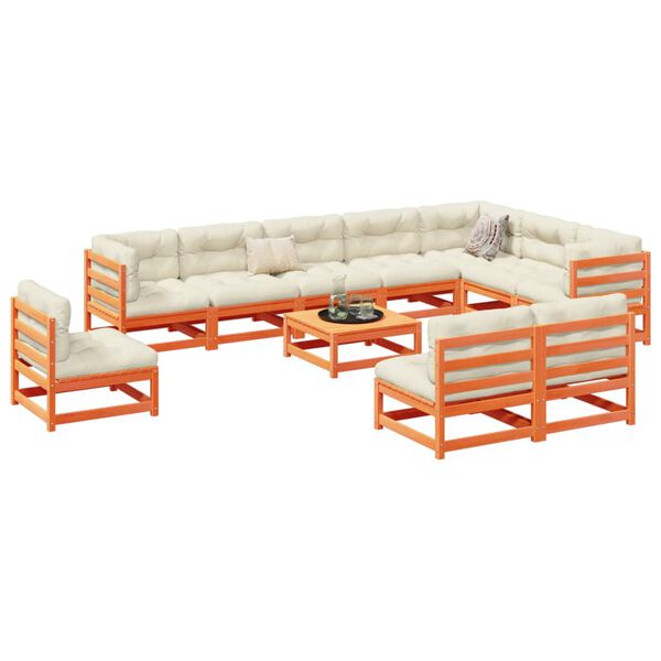 vidaXL 11-osaline aiadiivani komplekt, vahapruun, m&auml;nnipuit