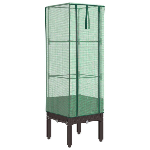 vidaXL taimekast kasvuhoonekattega, rotangi v&auml;limus, 40 x 40 x 140 cm