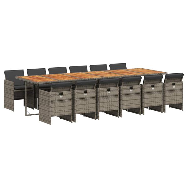 vidaXL 13-osaline aia s&ouml;&ouml;gim&ouml;&ouml;bli komplekt patjadega, hall, pol&uuml;rotang