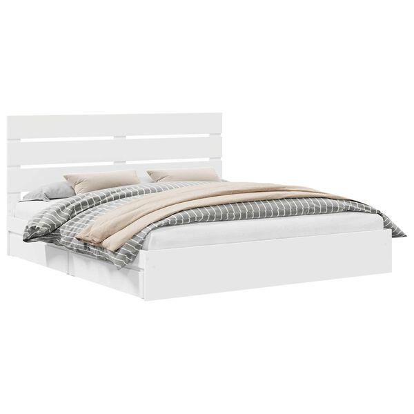 vidaXL Laos voodi peaga sahtliga Valge 180 x 200 cm Tehispuit