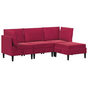vidaXL Elutoa m&ouml;&ouml;bliseade padjaga ladustamisega 4 pcs Veinpunane Samet