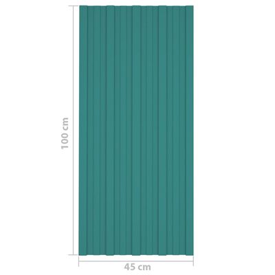 vidaXL katusepaneel 12 tk, tsingitud terasest, roheline, 100 x 45 cm