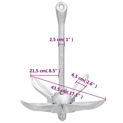 vidaXL kokkupandav ankur, hõbedane, 6 kg, tempermalm