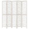 vidaXL 5 paneeliga ruumijagaja, valge, Paulownia puit