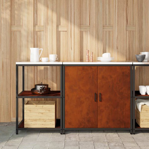 vidaXL K&ouml;&ouml;givarustus riiuliga ladustamisega 2 pcs Rooste terase t&uuml;&uuml;p