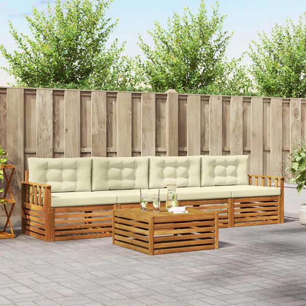 vidaXL V&auml;li diivanikomplekt padjaga 5 pcs Looduslik ja kreem