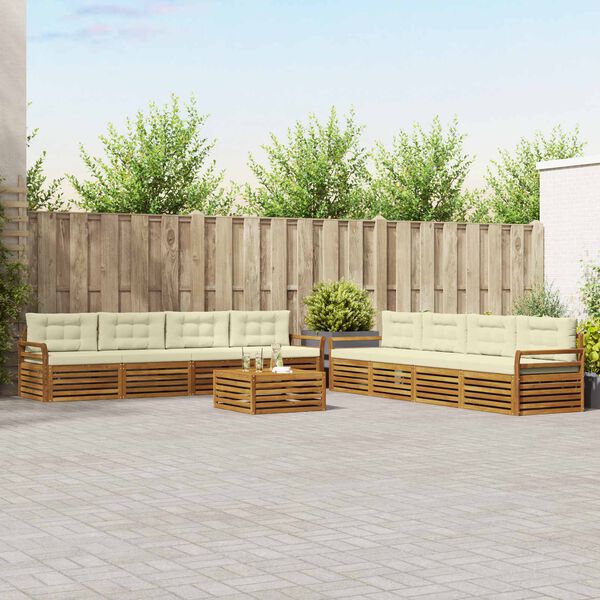 vidaXL V&auml;li diivanikomplekt padjaga 9 pcs Looduslik ja kreem