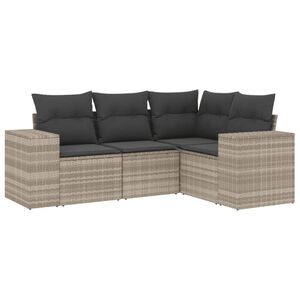 vidaXL 4-osaline aiam&ouml;&ouml;blikomplekt patjadega, helehall, pol&uuml;rotang