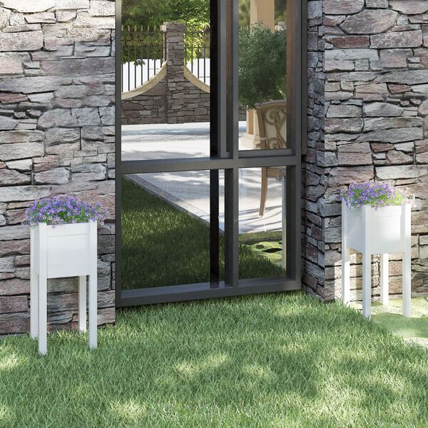 vidaXL aia taimekast 2 tk, valge, 31 x 31 x 70 cm, toekas männipuit