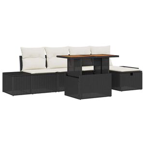 vidaXL Aia Diivanikomplekt 6 pcs Must pol&uuml;rotang