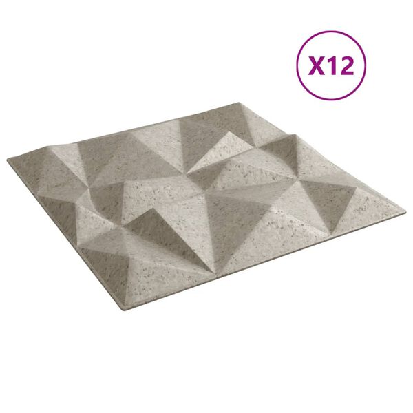vidaXL seinapaneelid 12 tk, betoon, 50 x 50 cm, XPS 3 m², teemant
