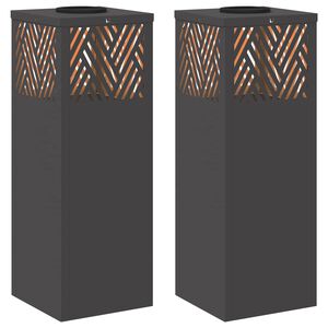 vidaXL P&auml;ikese LED k&auml;igutee tuli 2 pcs Must K&uuml;lmvaltsitud teras