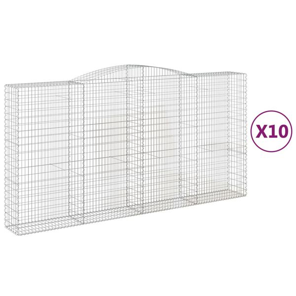 vidaXL kaarekujulised gabioonkorvid 10 tk, 400x50x200/220 cm, raud