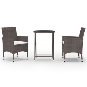 vidaXL 3-osaline bistrookomplekt, pol&uuml;rotang, karastatud klaas, pruun