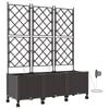 vidaXL Aiakonteiner Kastmise ja Ratastega 3 tk Pruun 120 x 40 x 148 cm