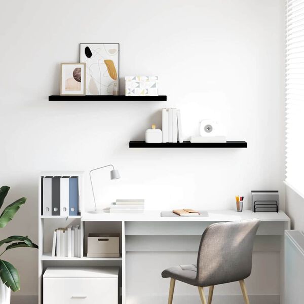 vidaXL seinariiulid, 2 tk, k&otilde;rgl&auml;ikega, must, 90 x 23,5 x 3,8 cm MDF