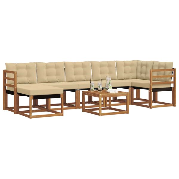 vidaXL V&auml;li diivanikomplekt padjaga 8 pcs Looduslik ja beež