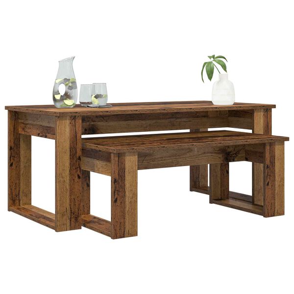 vidaXL Kohvilauda komplekt 2 pcs Vana puit Tehispuit