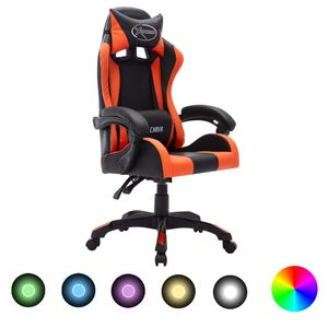 vidaXL v&otilde;idus&otilde;idutool RGB LED-tuledega, oranž ja must, kunstnahk
