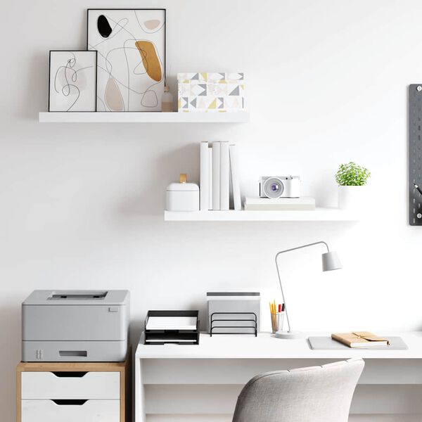 vidaXL seinariiulid, 2 tk, valge, 80 x 23,5 x 3,8 cm MDF