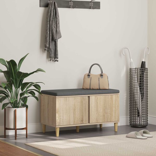 vidaXL Hallipink padjaga ladustamisega Sonoma tamm 80 x 38 x 46 cm