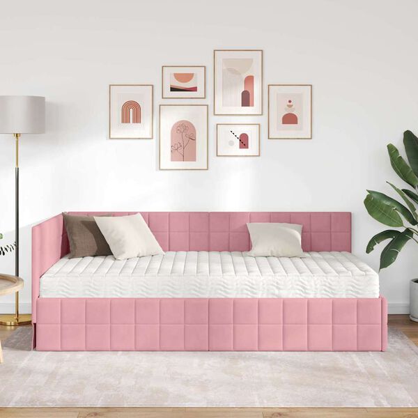 vidaXL Nurgavoodi raam koos madratsiga peaga 2 pcs Hall Samet