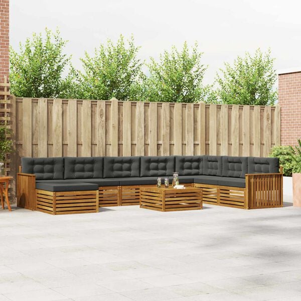 vidaXL Diivanikomplektid 9 pcs Looduslik ja antriit Tugev akatsiapuu