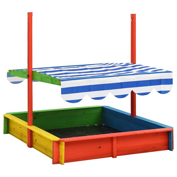 vidaXL liivakast reguleeritava katusega, kuusepuit, värviline UV50