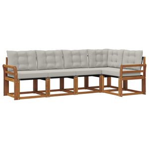 vidaXL V&auml;li diivanikomplekt padjaga 5 pcs Looduslik ja Hele Hall