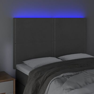 vidaXL LED-voodipeats, tumehall, 144x5x118/128 cm, samet