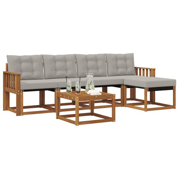 vidaXL V&auml;li diivanikomplekt padjaga 6 pcs Looduslik ja Hele Hall