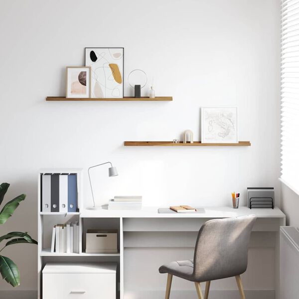 vidaXL Seinariiul riiuliga 2 pcs Pruun 100 x 9 x 3 cm Tehispuit