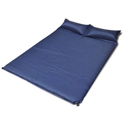 Sinine isetäituv magamismatt 190 x 130 x 5 cm must (kahekohaline)