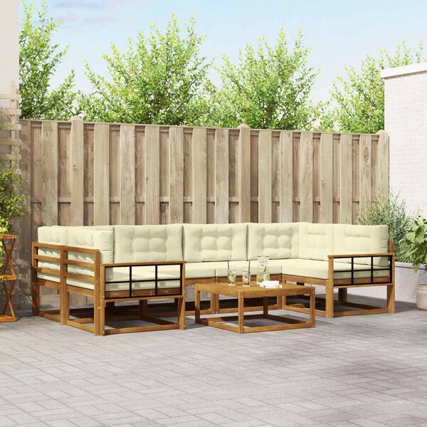 vidaXL V&auml;li diivanikomplekt padjaga 7 pcs Looduslik ja kreem