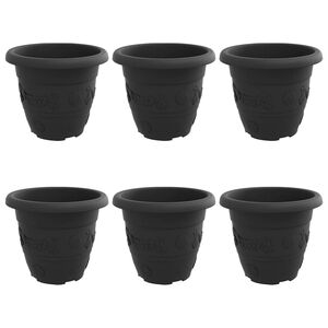 vidaXL &Uuml;mmargune lillepott 6 pcs Must &Oslash; 26 x 21.5 cm Plastmass