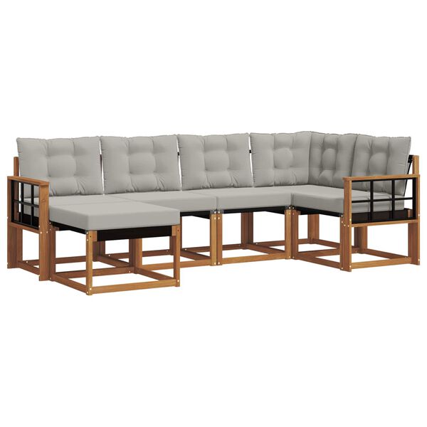 vidaXL V&auml;li diivanikomplekt padjaga 6 pcs Looduslik ja Hele Hall