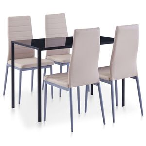 vidaXL viieosaline s&ouml;&ouml;gitoakomplekt, cappuccino