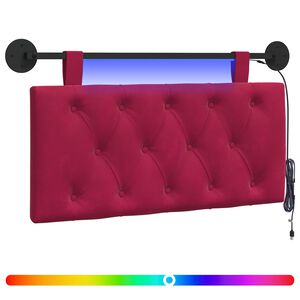vidaXL Rippuv voodipeats LED-valgustusega Veinpunane Samet