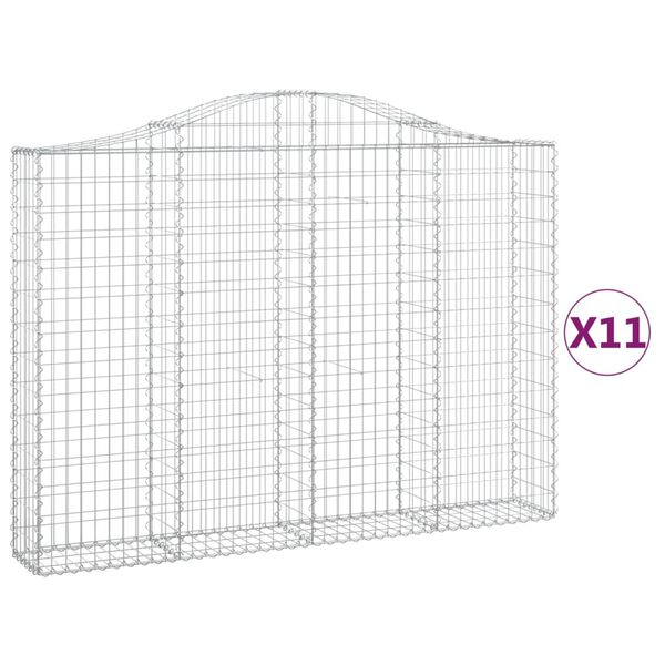 vidaXL kaarekujulised gabioonkorvid 11 tk, 200x30x140/160 cm, raud