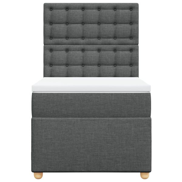 vidaXL kontinentaalvoodi madratsiga, tumehall, 100x200 cm, kangas