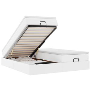 vidaXL Ottomani voodiraam madratsitega, valge, 180x200cm, kunstnahk