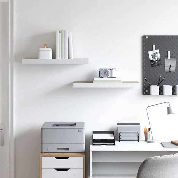 vidaXL seinariiulid, 2 tk, tamm ja valge, 60 x 23,5 x 3,8 cm MDF