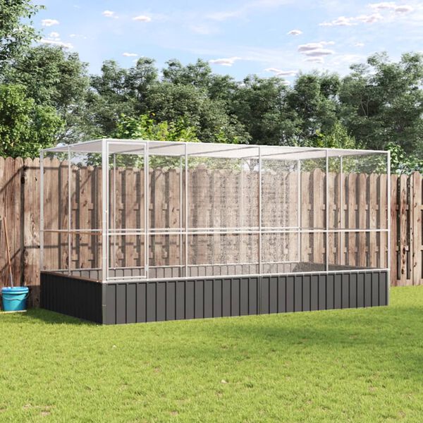 vidaXL linnumaja pikendusega, hõbedane, 418 x 207 x 212 cm, teras